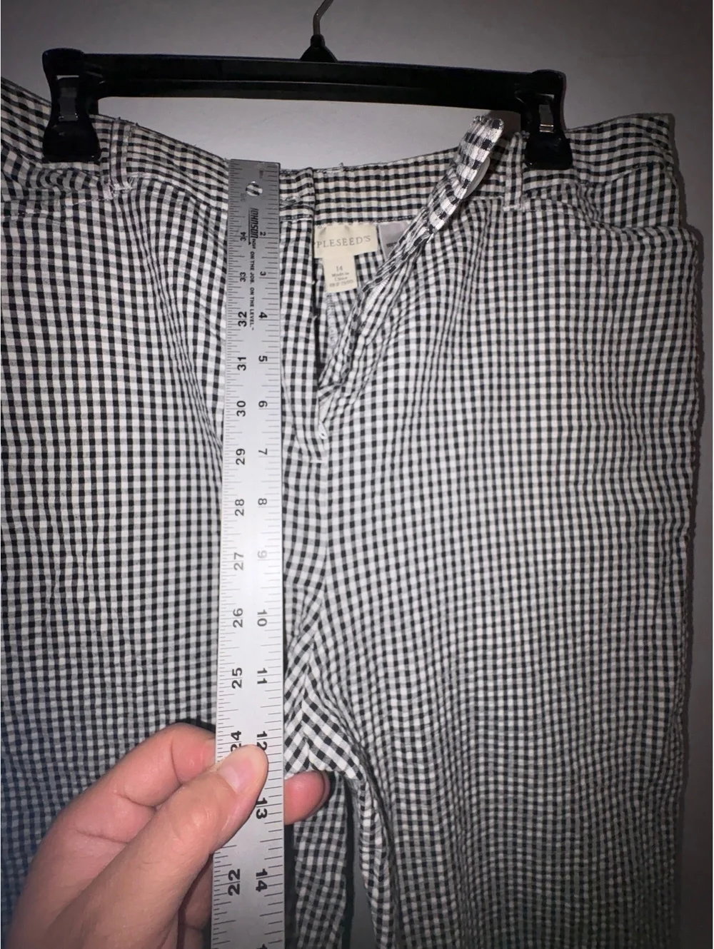 Appleseed's Black and White Gingham Cotton Pants Size 14